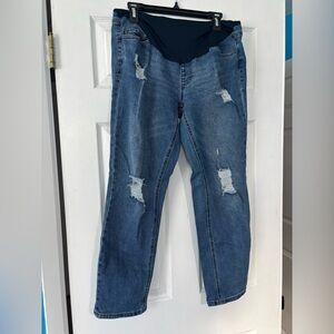 Time and Tru Women's Distressed Boyfriend Jeans - Blue